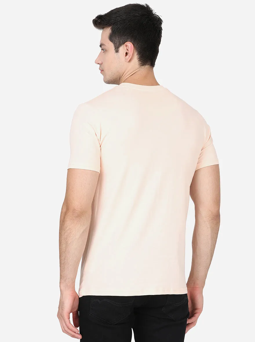 Peach Solid Slim Fit T-Shirt | JadeBlue