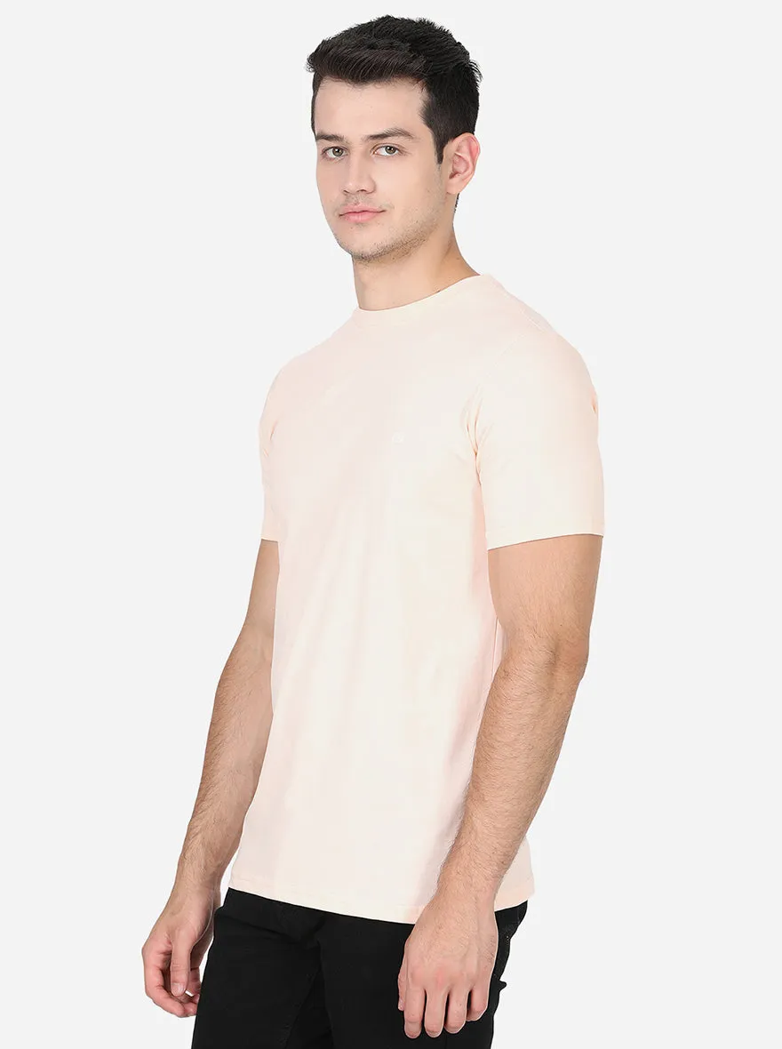 Peach Solid Slim Fit T-Shirt | JadeBlue