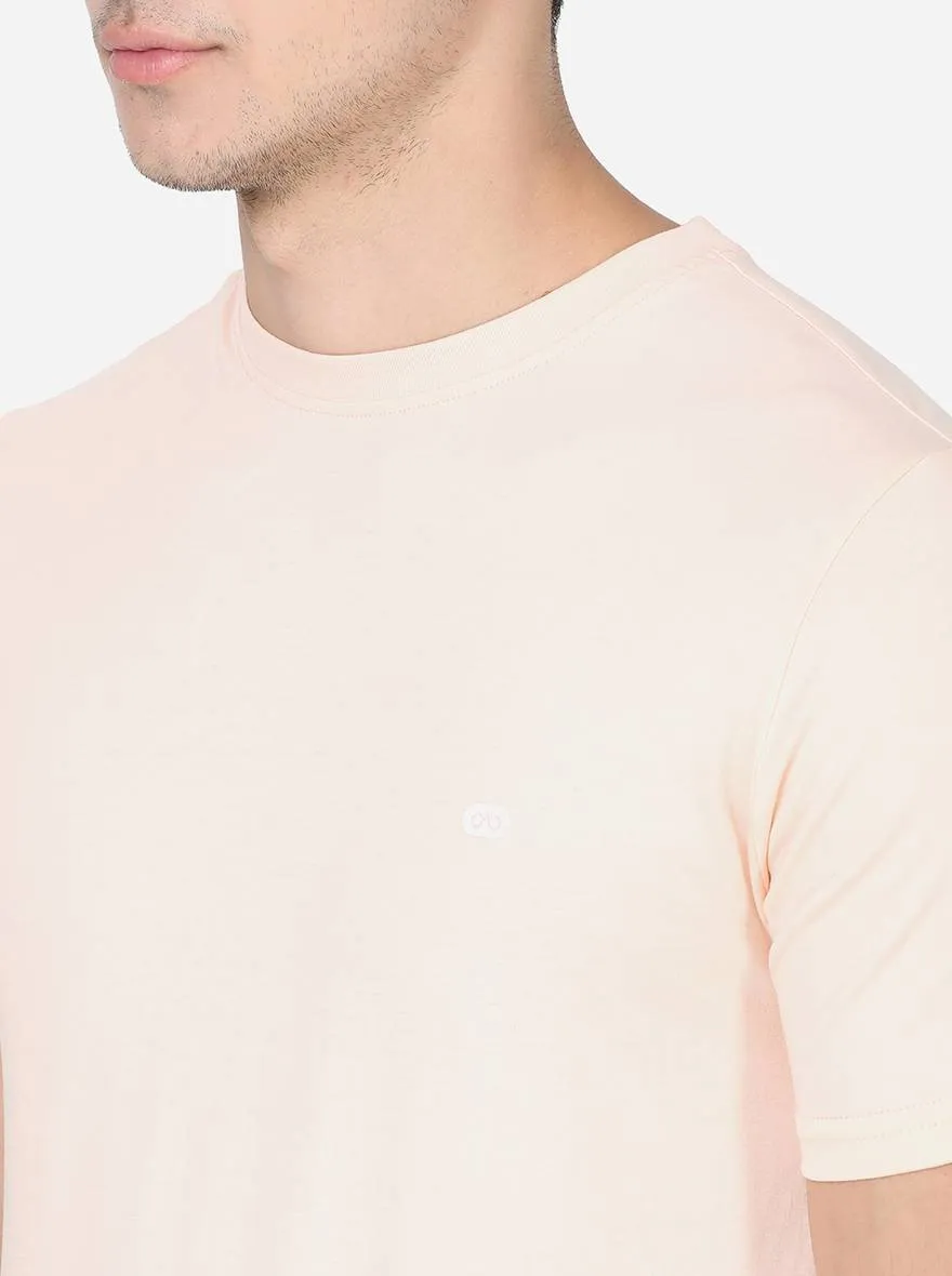 Peach Solid Slim Fit T-Shirt | JadeBlue