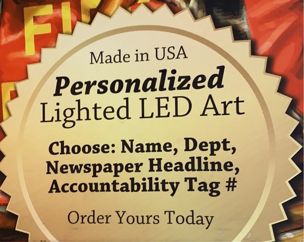 Personalized Lighted LED Art--Firefighter