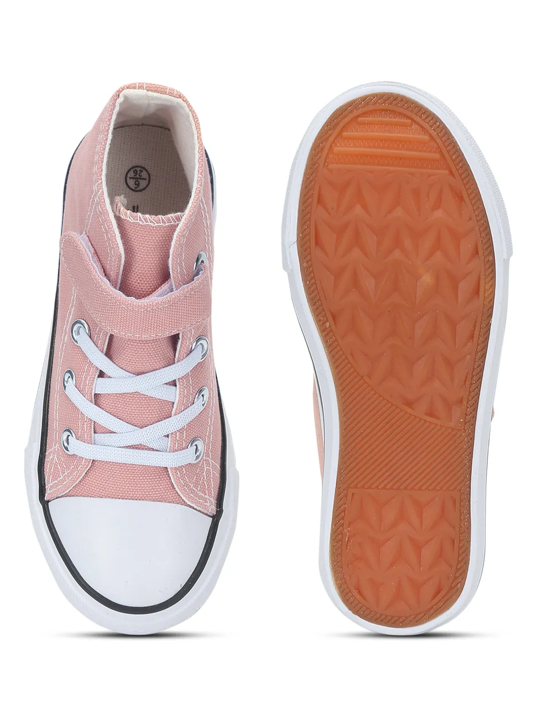 Pink Canvas Stylish Velcro Sneakers For Kids-Unisex (TC-VKCAN4-PNK)