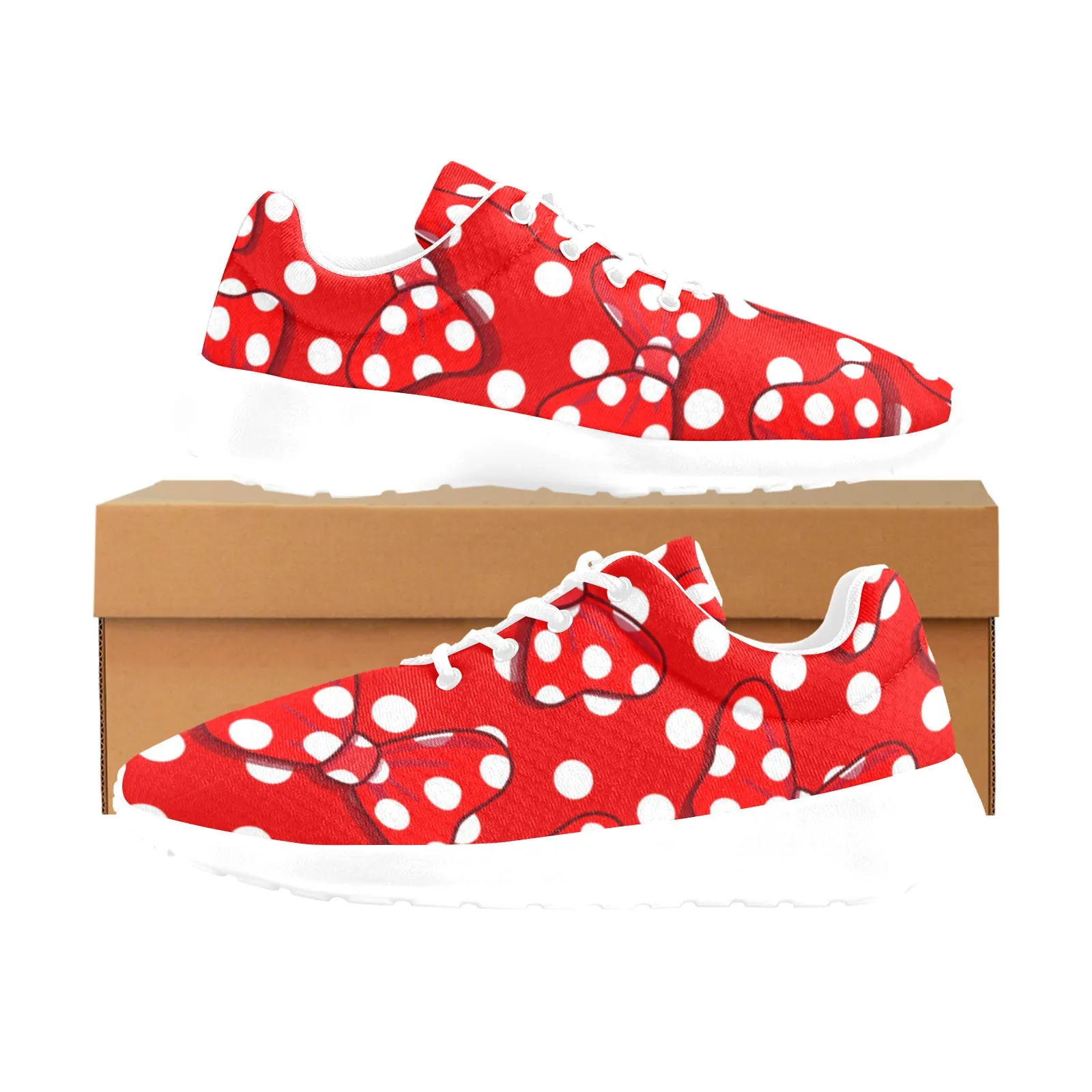 Polka Dots With Red Bows Men's Athletic Shoes