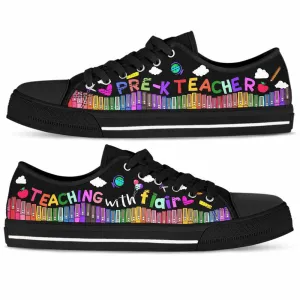 Pre K Teacher Teaching With Flair Low Top Shoes, Teacher Shoes, Low Top Sneakers