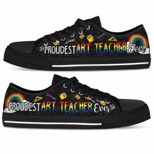 Proudest School Art Teacher Ever Rainbow Low Top Shoes, Teacher Shoes, Low Top Sneakers