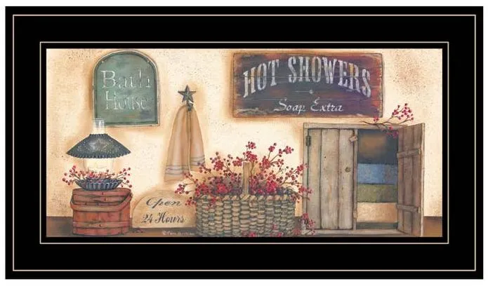 "Bath House" Collection By Pam Britton, Print, Black Frame