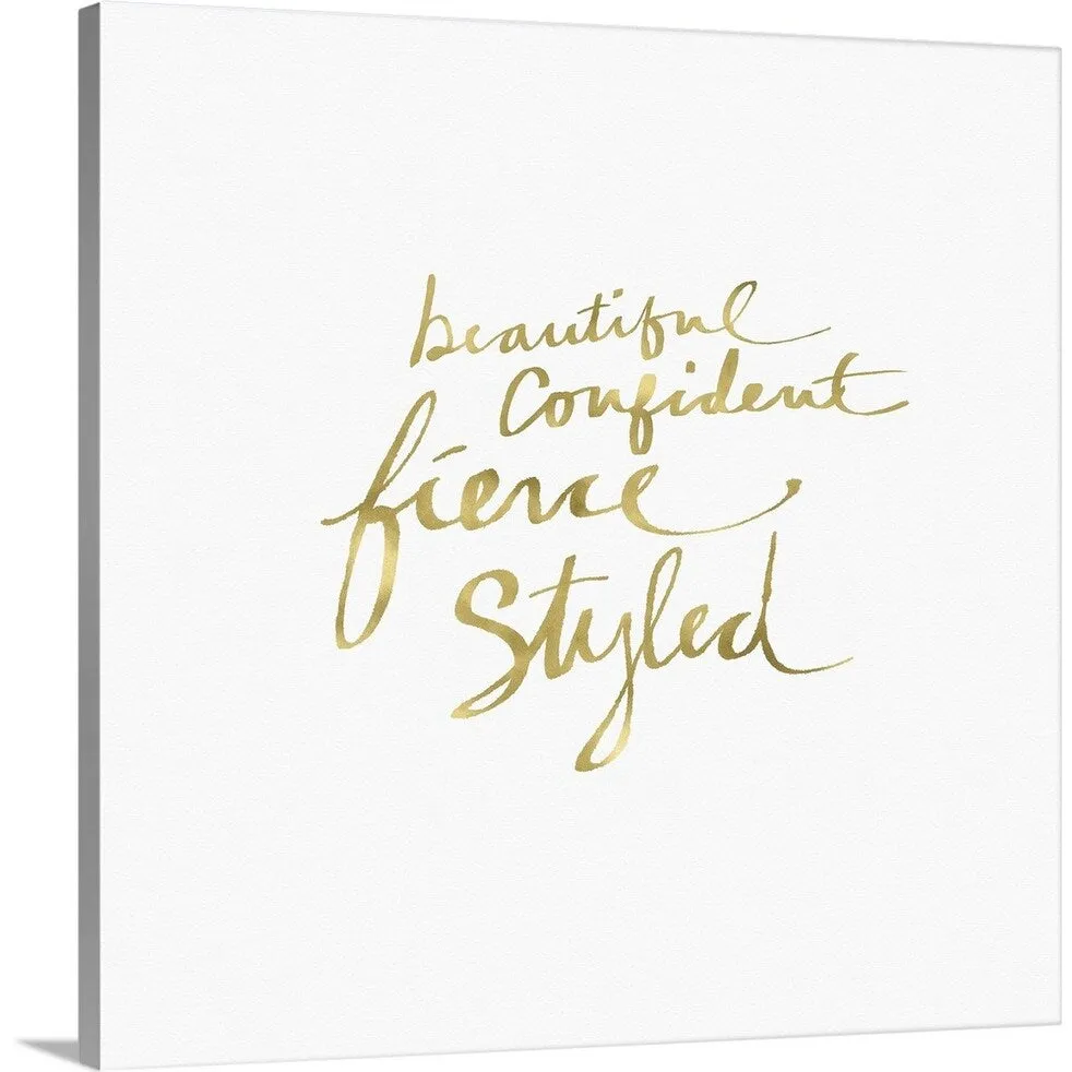 "Beautiful, Fierce, Styled in Gold" Canvas Wall Art