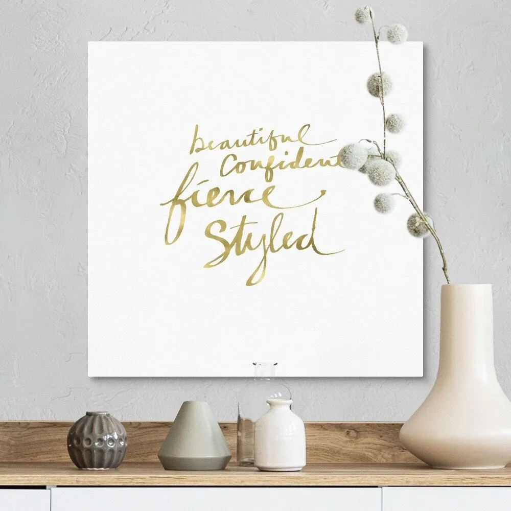 "Beautiful, Fierce, Styled in Gold" Canvas Wall Art