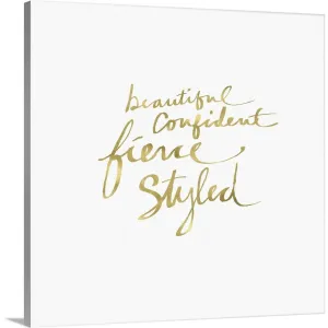 "Beautiful, Fierce, Styled in Gold" Canvas Wall Art