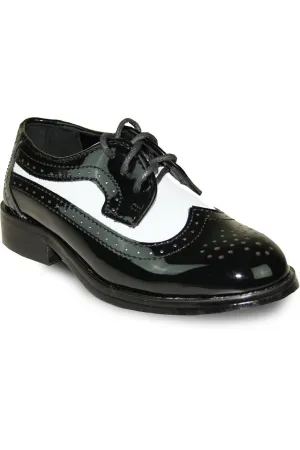 "Chaz" Kids Black & White Tuxedo Shoes