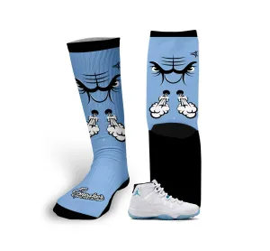 Retro 11 Legend Blue Raging Face Socks