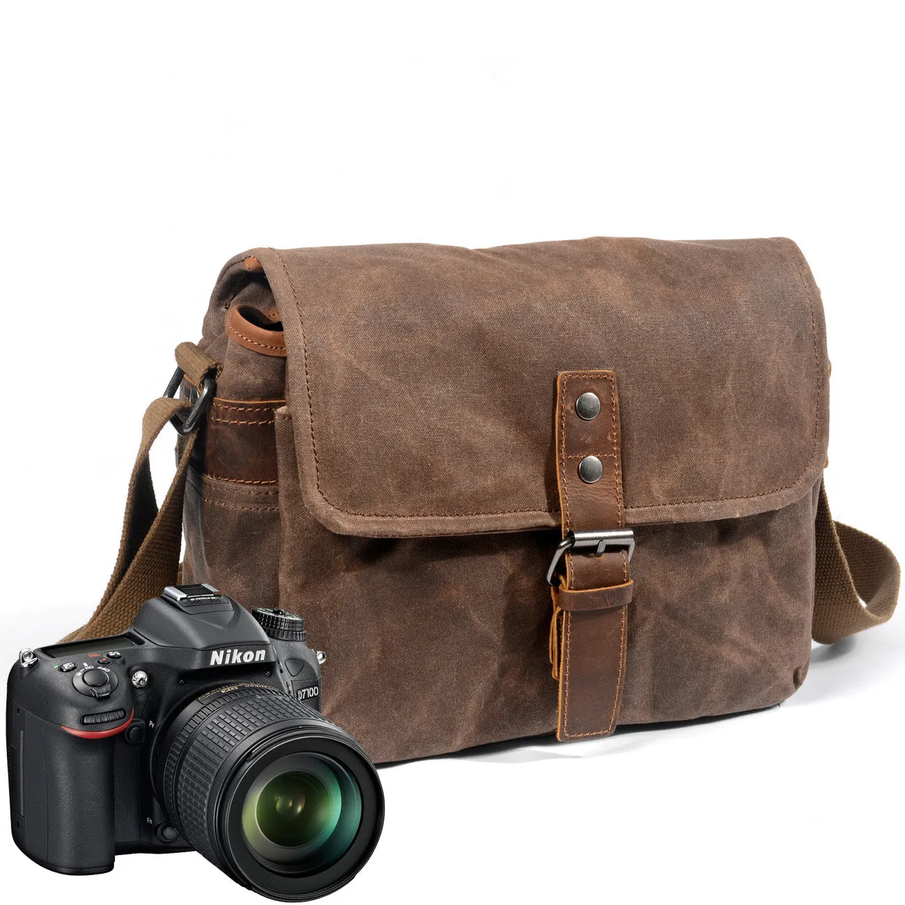 Retro Camera Waxed Canvas Shoulder Bags