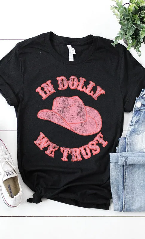 Retro In Dolly We Trust Hat Graphic Tee PLUS