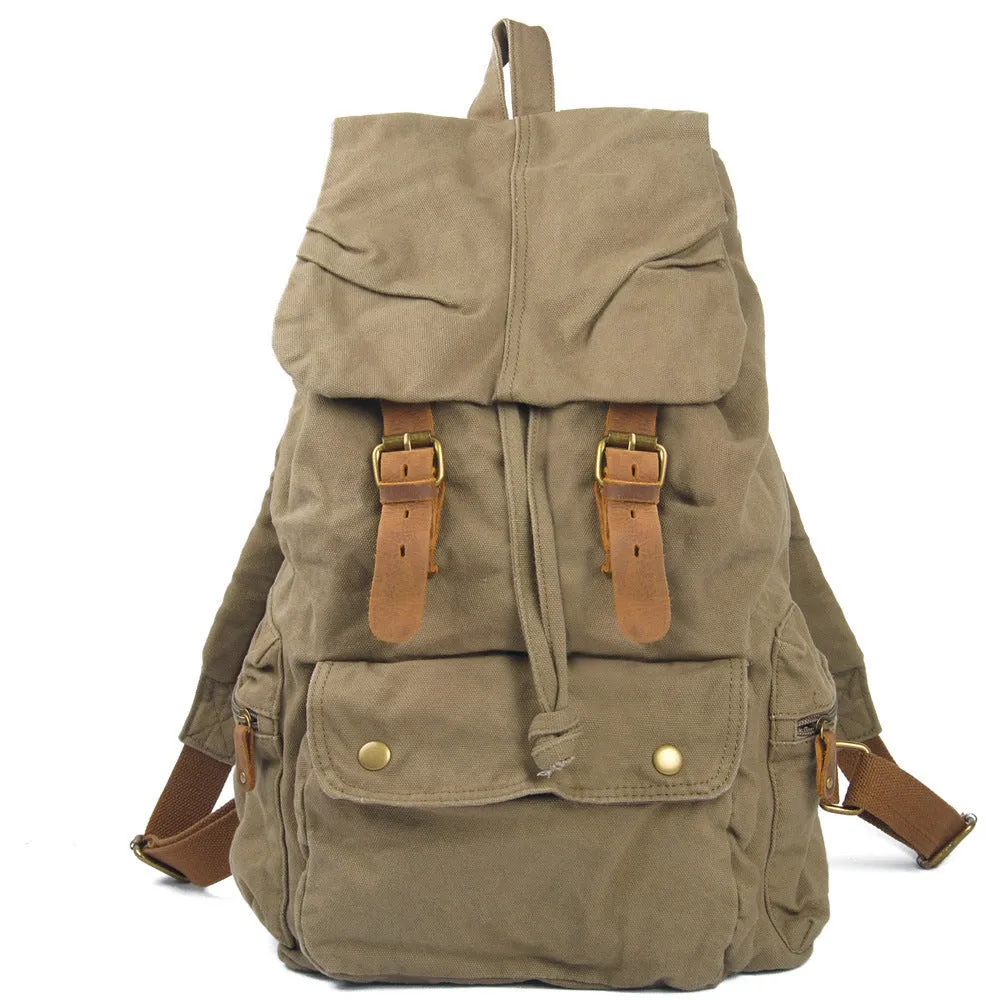 Retro Large Storage Casual Leather Canvas Rucksack 2105