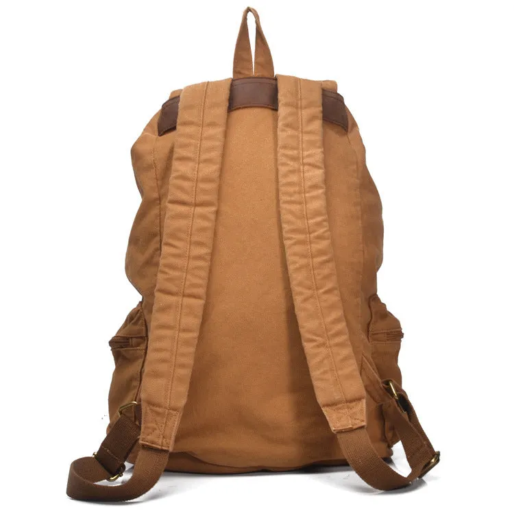 Retro Large Storage Casual Leather Canvas Rucksack 2105