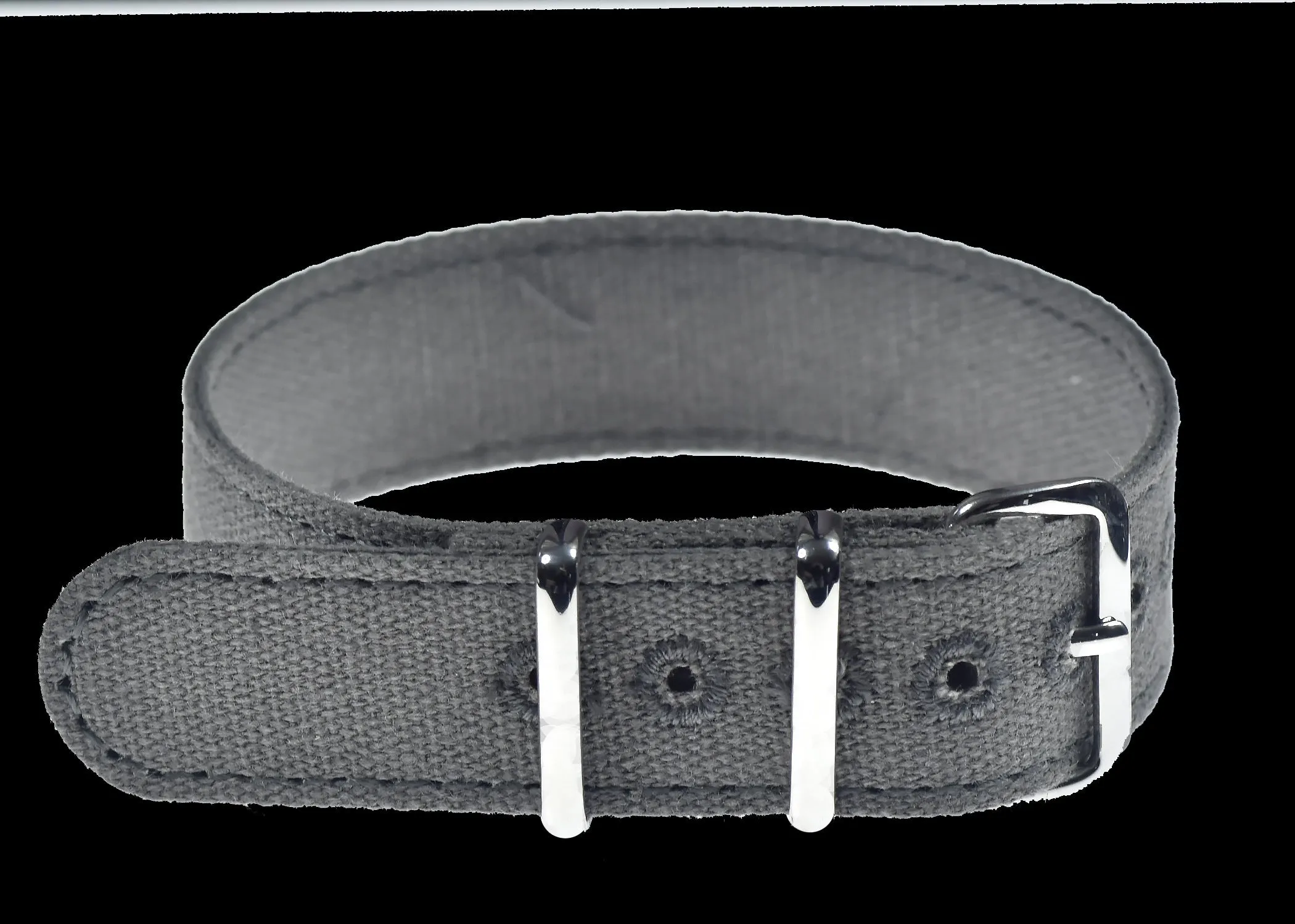 Retro Pattern 18mm Canvas Military Watch Strap in Admiralty Grey