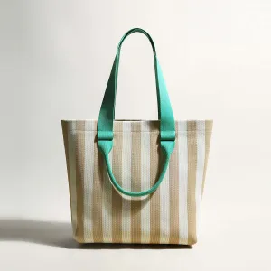 Retro Striped Canvas Tote Bag