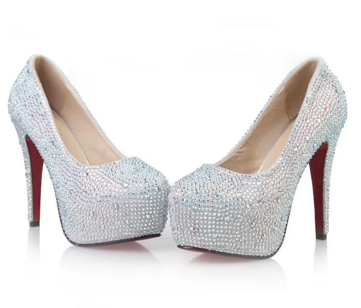 Rhinestone High Heels Platform Shoes Women Pumps Party Wedding Shoes, SY0132