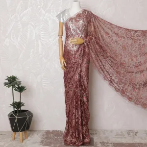 Rose Gold Radiance Chantilly Lace Fabric with Dazzling Stone Work, 110cm Width - Deluxe 5.5m Cut, Excludes Blouse Piece-D17857