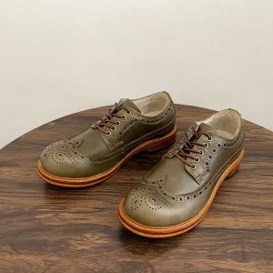 Round Toe Genuine Leather Brogue Shoes