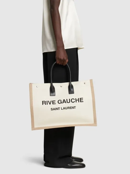 Saint Laurent   Rive Gauche printed canvas &amp; leather bag 