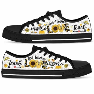 School Art Teacher Sunflower Teach Love Inspire Low Top Shoes, Teacher Shoes, Low Top Sneakers