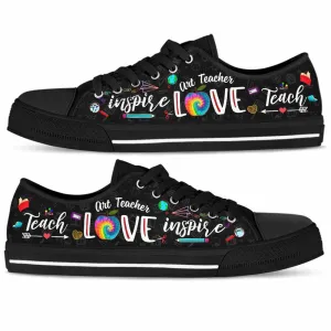 School Art Teacher Tie Dye Teach Love Inspire Low Top Shoes, Teacher Shoes, Low Top Sneakers