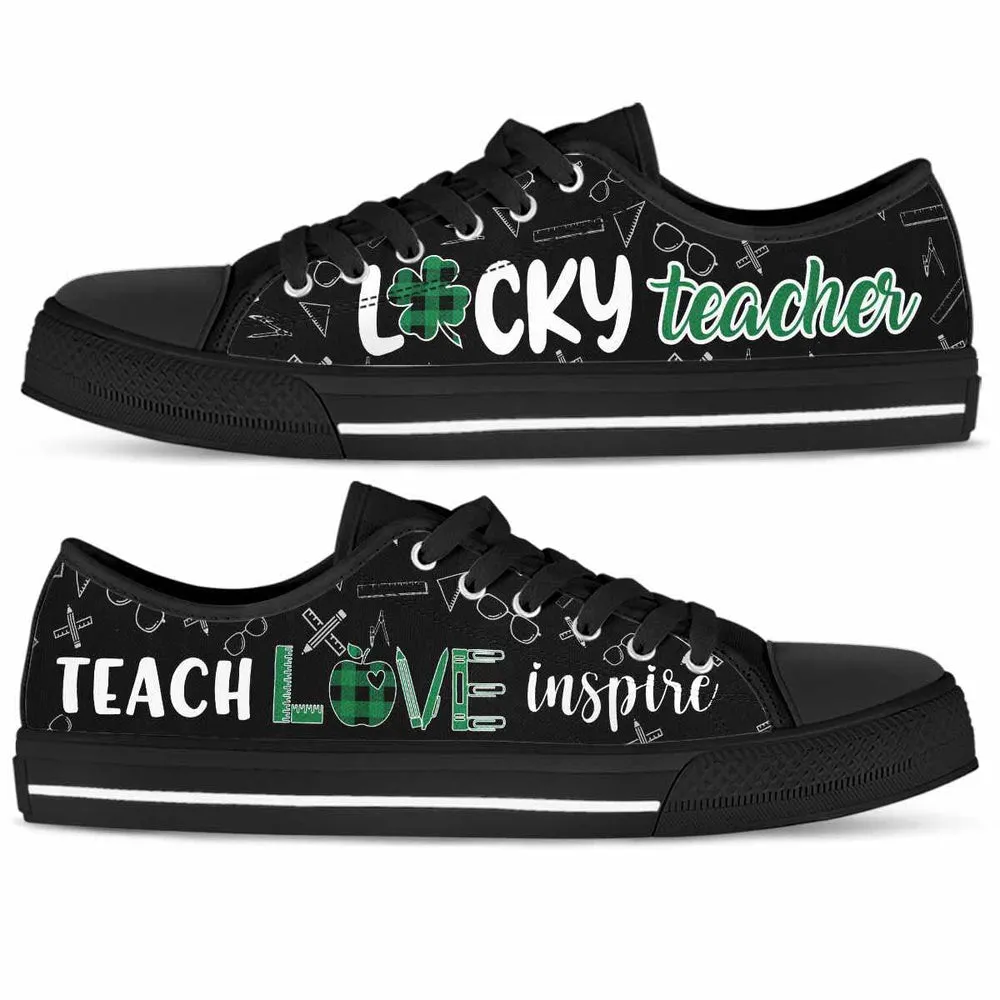 Shamrock Lucky Teacher Flower Low Top Shoes, Teacher Shoes, Low Top Sneakers