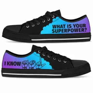 Sign Language Gradient Cloud What Is Your Superpower Low Top Shoes, Teacher Shoes, Low Top Sneakers