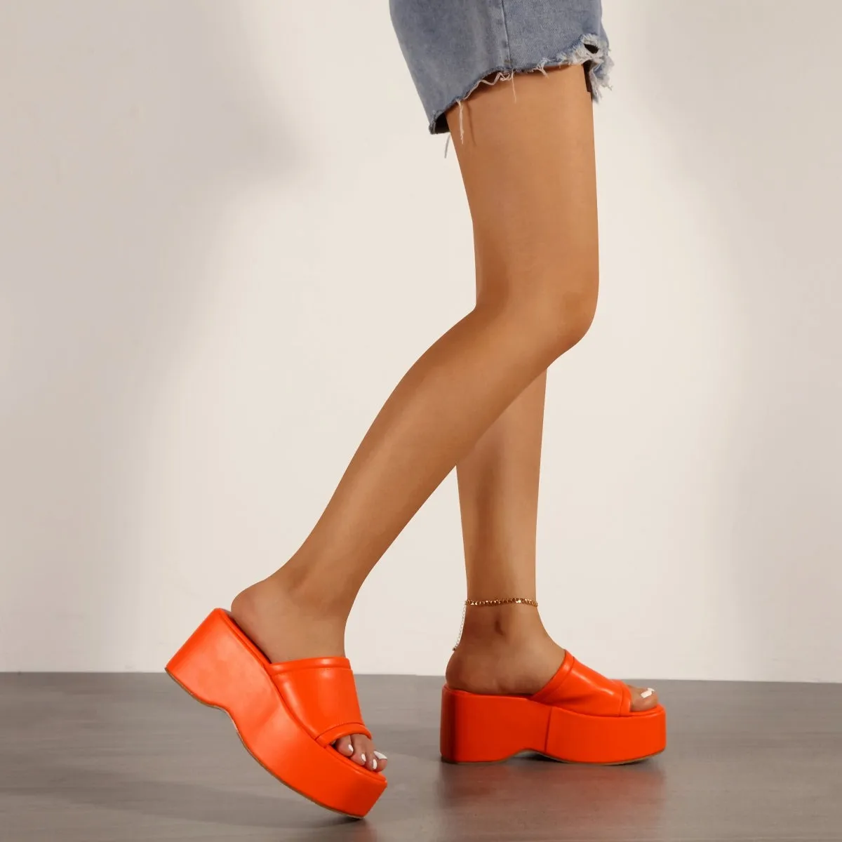 Solid Color Wedges Slippers