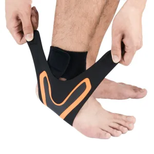 Sports Compression Anti-Sprain Ankle Guard Outdoor Basketball Football Climbing Protective Gear, Specification: M, Right Foot (Black Orange)