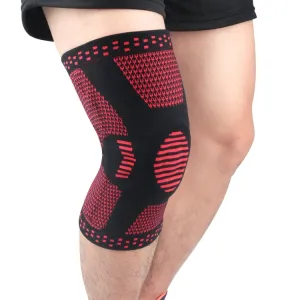 Sports Knee Pads Anti-Collision Support Compression Keep Warm Leg Sleeve Knitting Basketball Running Cycling Protective Gear, Size: L(Black Red)