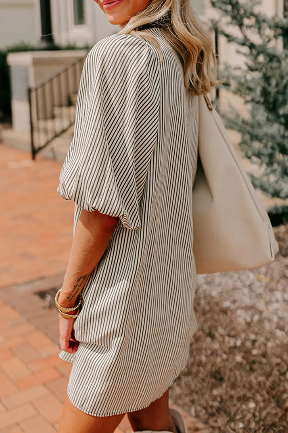 Striped Green Short Dress