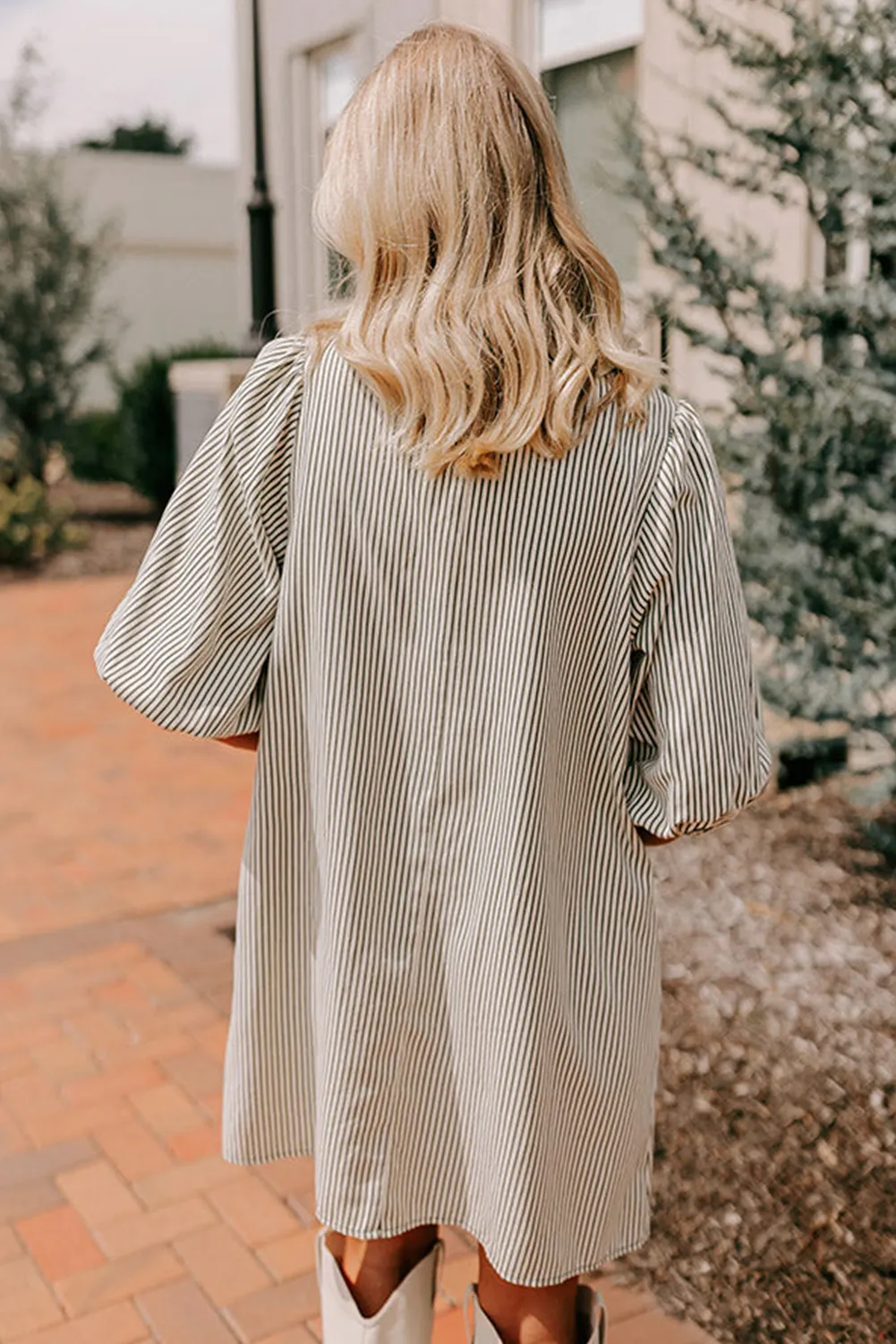 Striped Green Short Dress