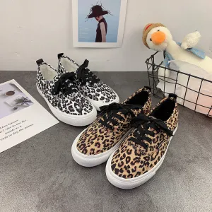 Style Leopard Print With Female Soft Canvas Shoes