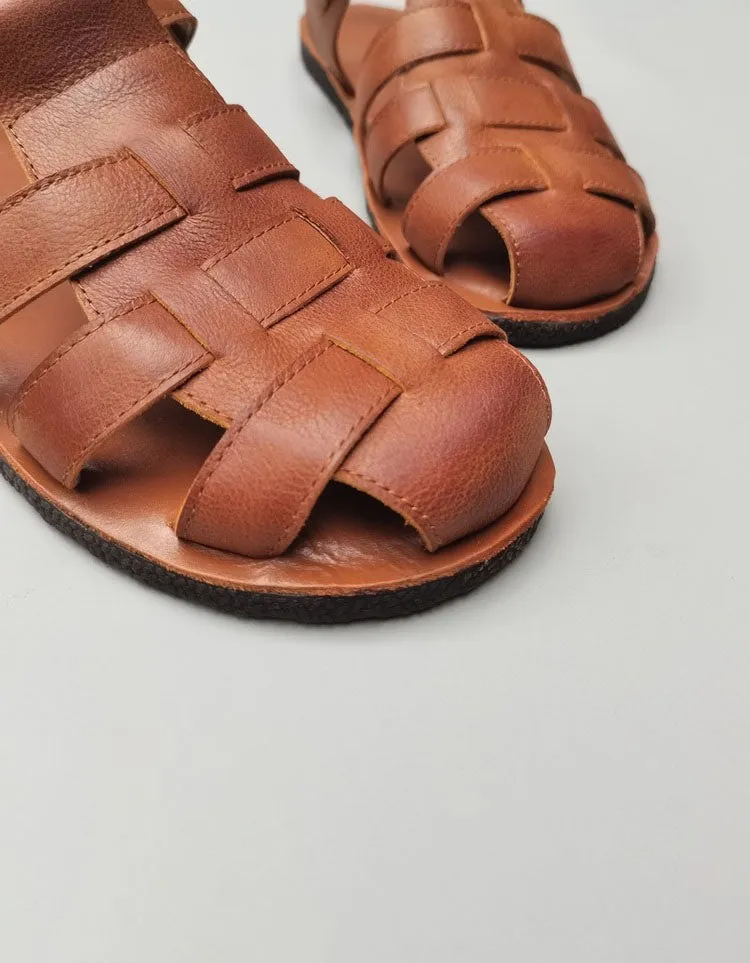 T-strap Leather Woven Fisherman Sandals for Men 38-45