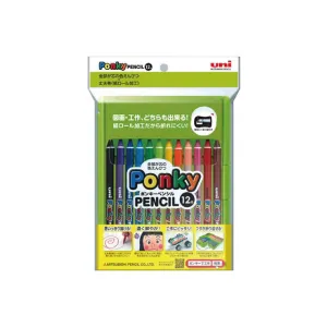 UNI Ponky color pencil crayon 12 color group with pencil sharpener