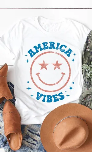 Vintage America Vibes Smiley Graphic Tee