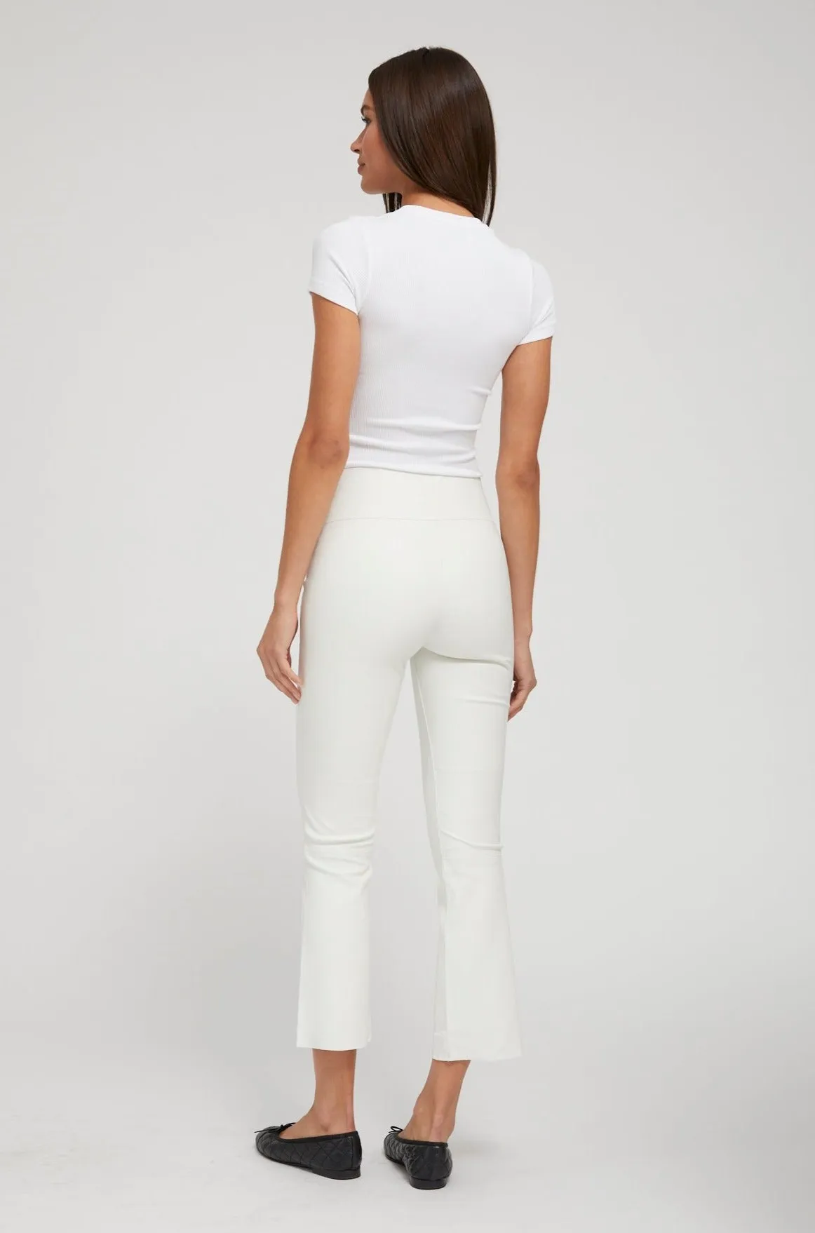 White Leather Crop Flare