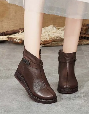 Winter Handmade Retro Leather Short Boots | Gift Shoes