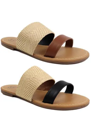 Women's Shoes Two Band Slide Sandal