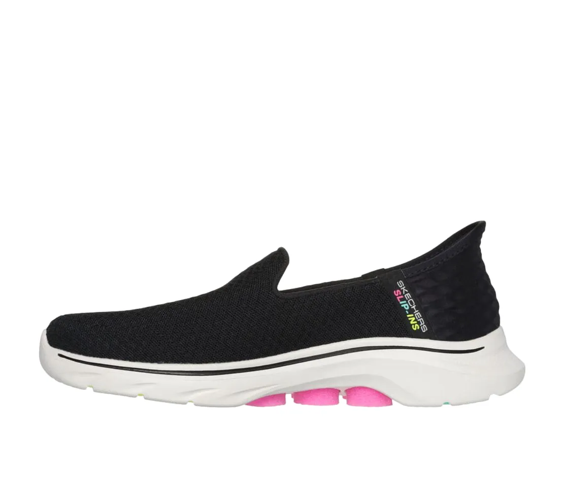 Womens Skechers Go Walk 7 - Daley Black/Hot Pink Walking Shoes