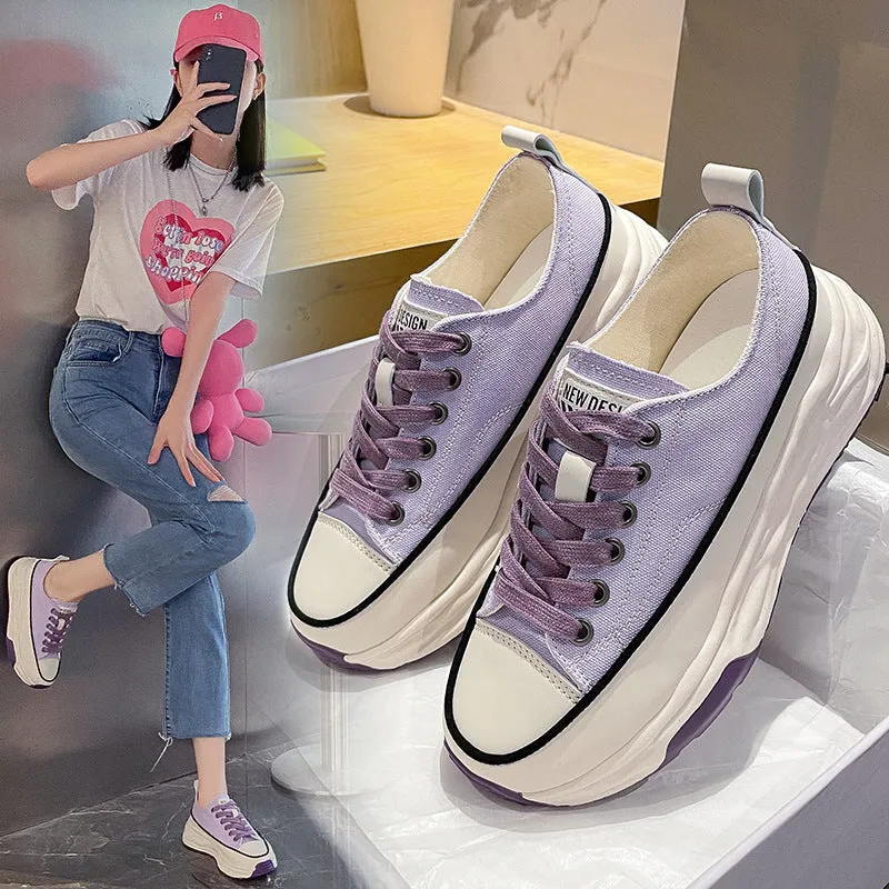 Women's Summer Breathable Korean Style Platform Height Canvas Shoes