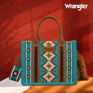 Wrangler Southwestern Print Small Canvas Tote/Crossbody -Dark Turquoise | Wg2203-8120swtq