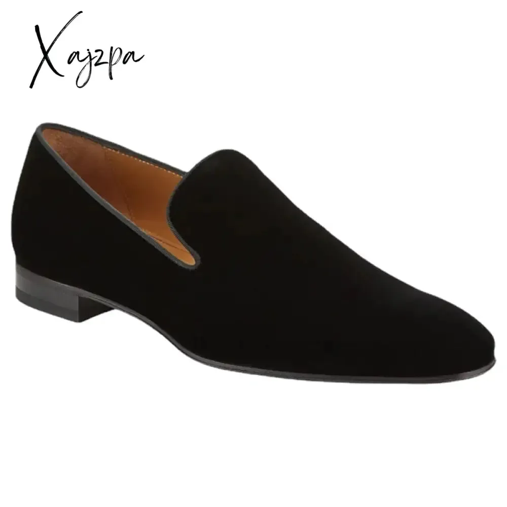 Xajzpa - Men Loafers Shoes Suede Low-heeled Solid Color Comfortable Casual Retro Wear Fashion Everyday All-match Classic Shoes