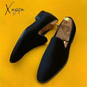 Xajzpa - Men Loafers Shoes Suede Low-heeled Solid Color Comfortable Casual Retro Wear Fashion Everyday All-match Classic Shoes